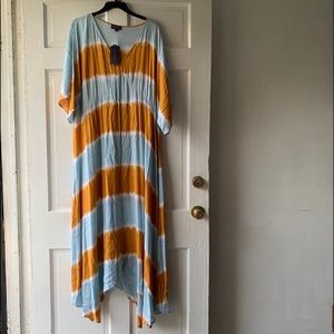 Artesia Long Light Blue & Gold Dress